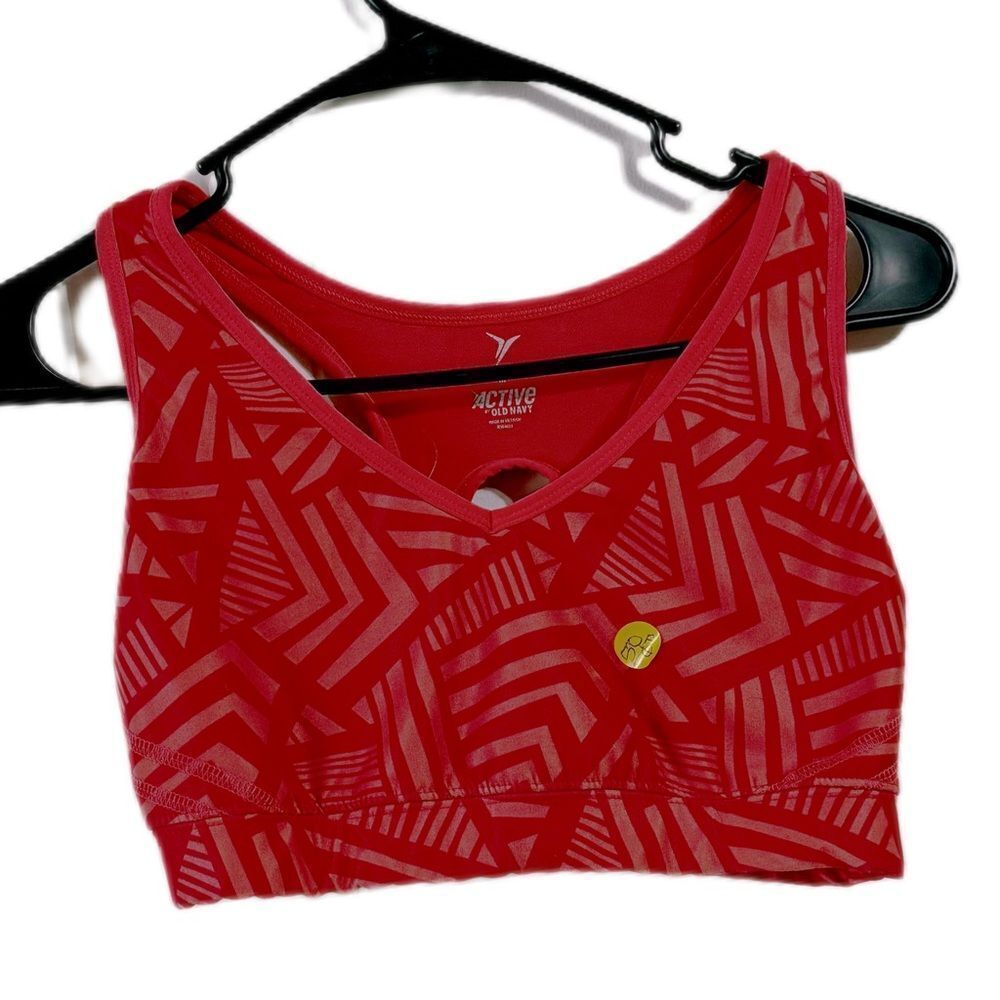 Active USA Red Textured Sports Bra